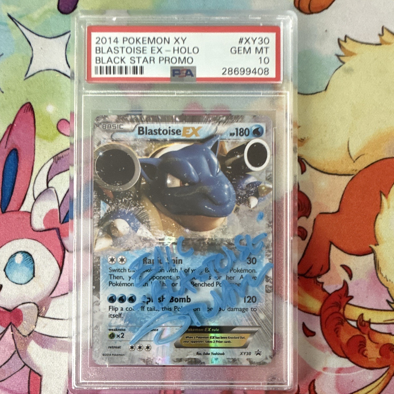 Pokemon 2014 Blastoise EX XY30 Black Star Promo Holo Autographed PSA 10