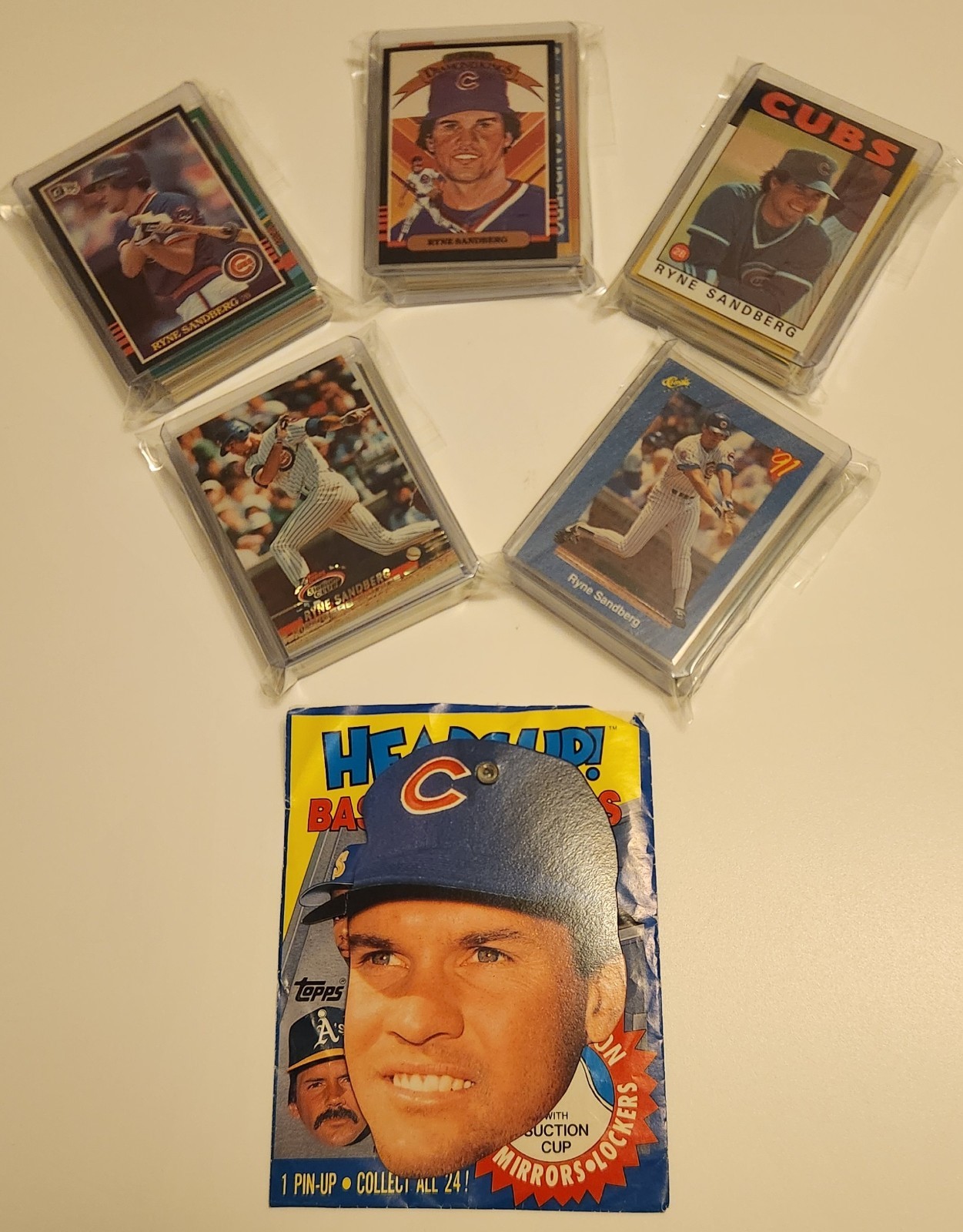 Ryne Sandberg Chicago Cubs 200 Card Lot + Heads up Ryne Sandberg Chicago Cubs 200 Card Lot + Heads up