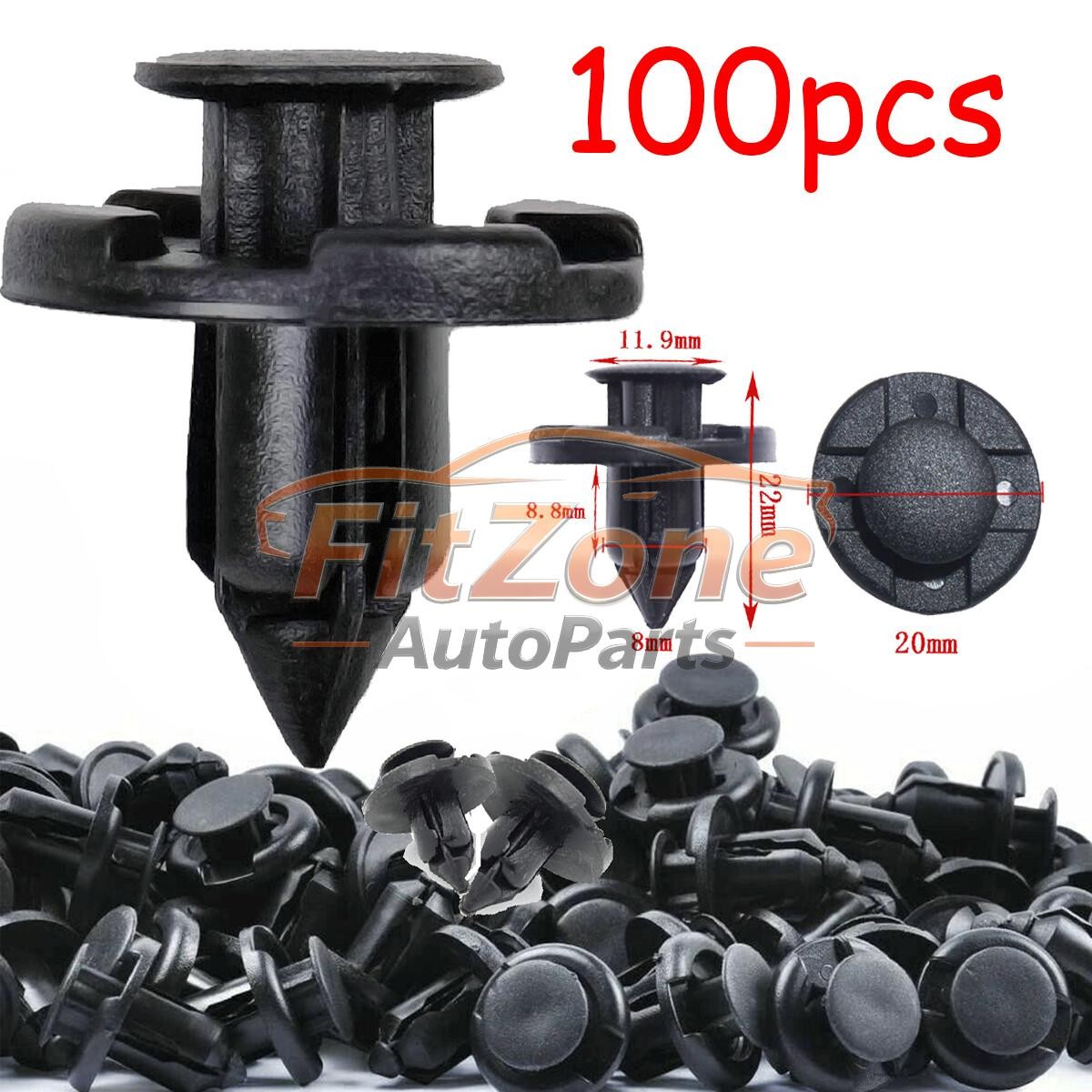 100Pcs 8mm Plastic Rivet Bumper Clips Fender Mud Flaps Fastener For Nissan 100Pcs 8mm Plastic Rivet Bumper Clips Fender Mud Flaps Fastener For Nissan