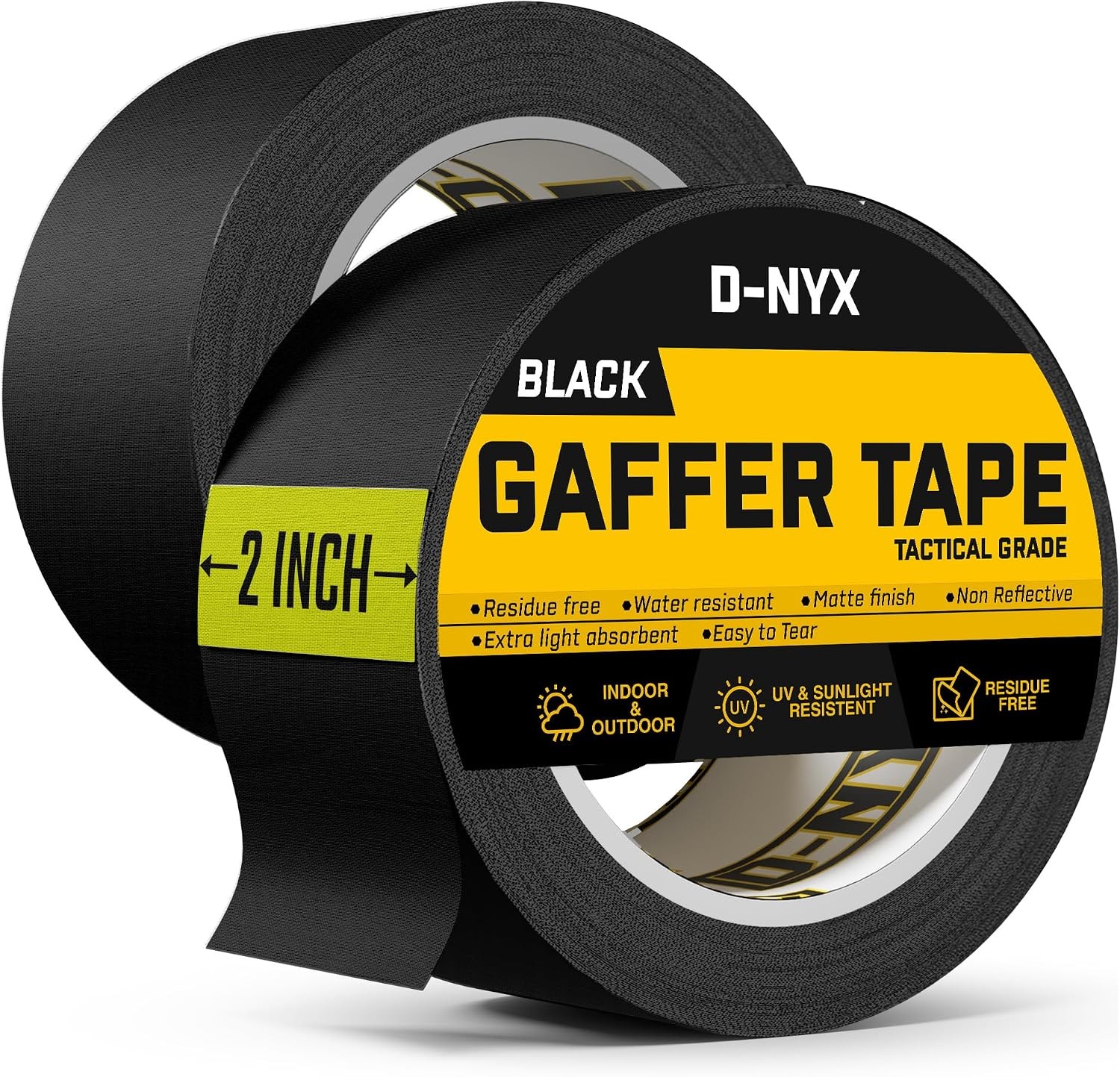 Gaffer Tape 2 Inch x 2 Pack Black Gaff Tapes