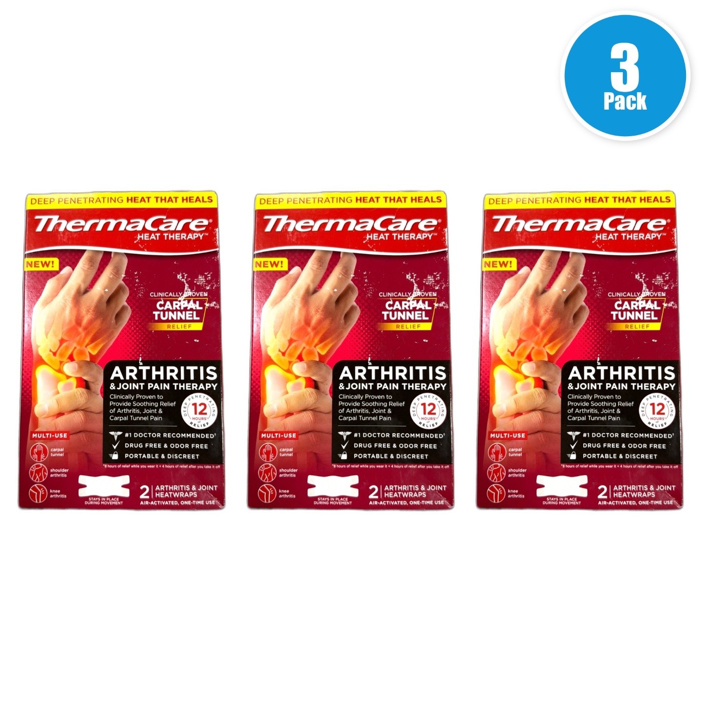 ThermaCare Arthritis Heat Wraps Joint Pain Relief 2ct Exp 10/27 Pack of 3 New