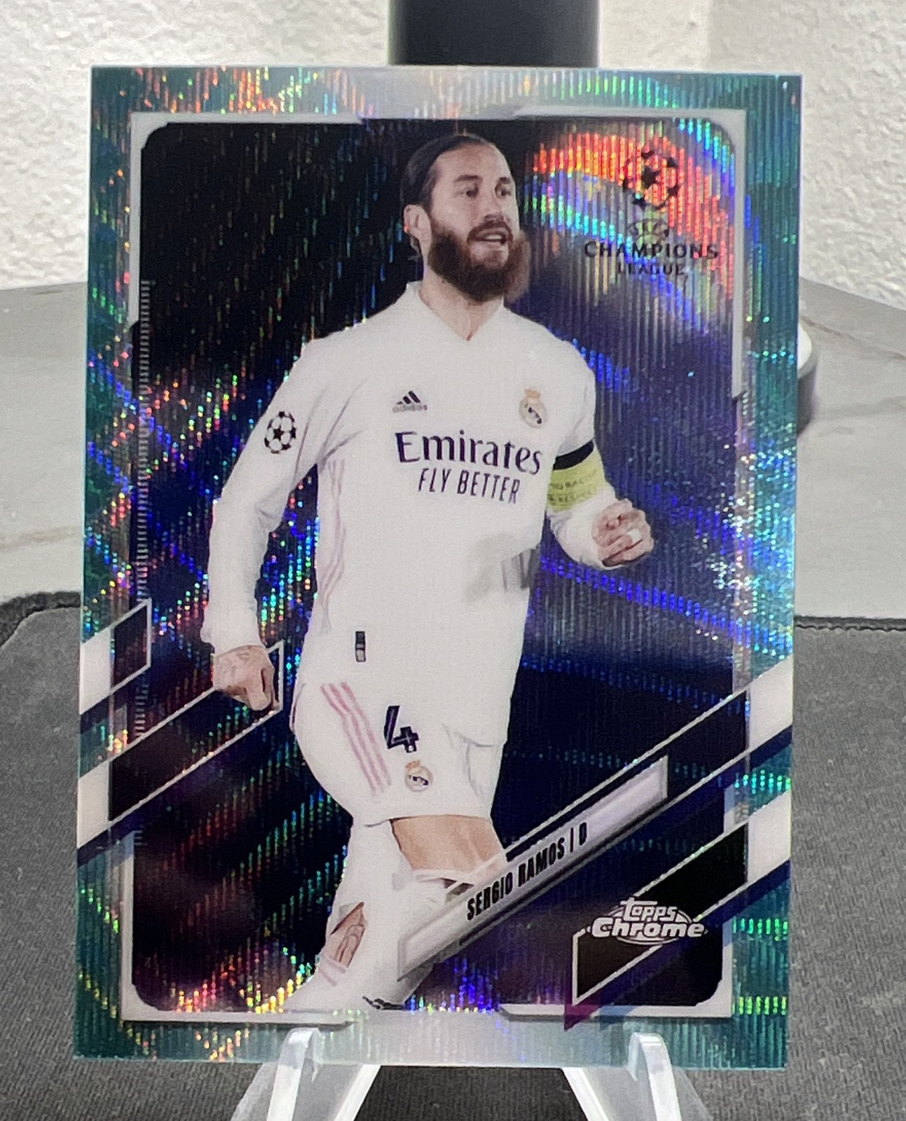 2020 Topps Chrome Uefa Champions League - Sergio Ramos Aqua Wave Refractor /199