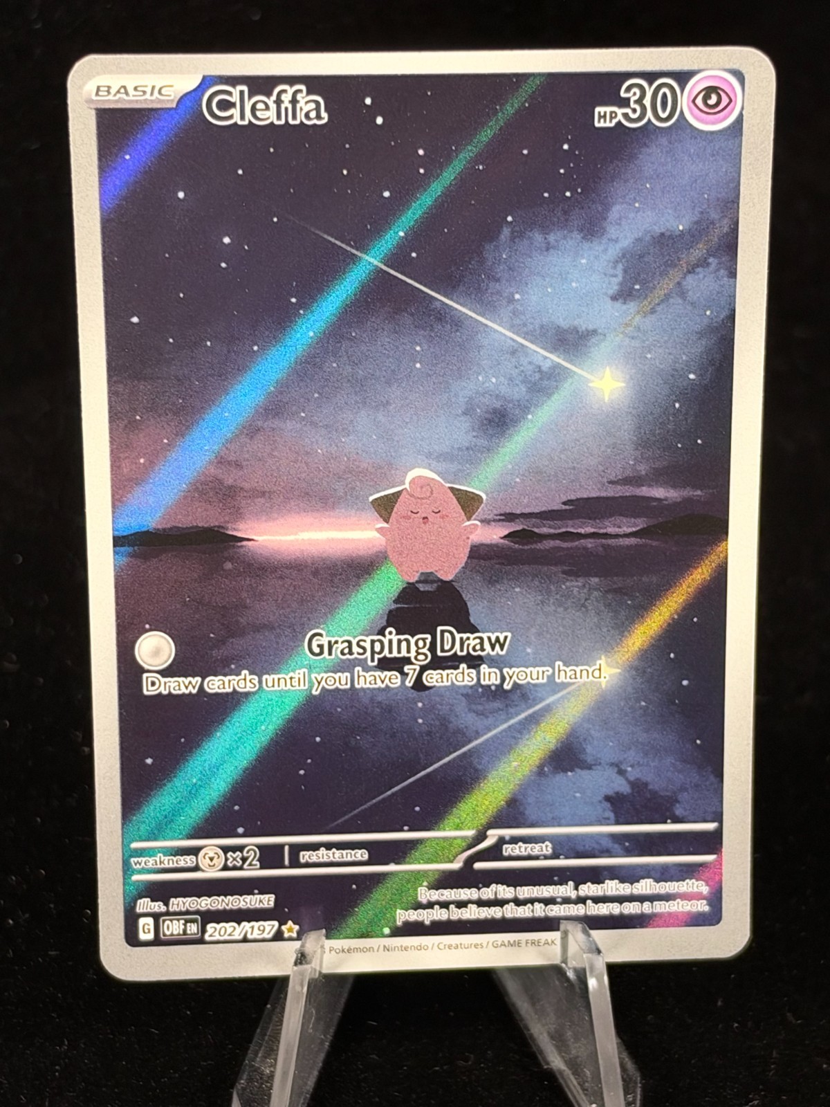 Cleffa 202/197 SV03: Obsidian Flames Holo - Print Grid Visible Cleffa 202/197 SV03: Obsidian Flames Holo - Print Grid Visible