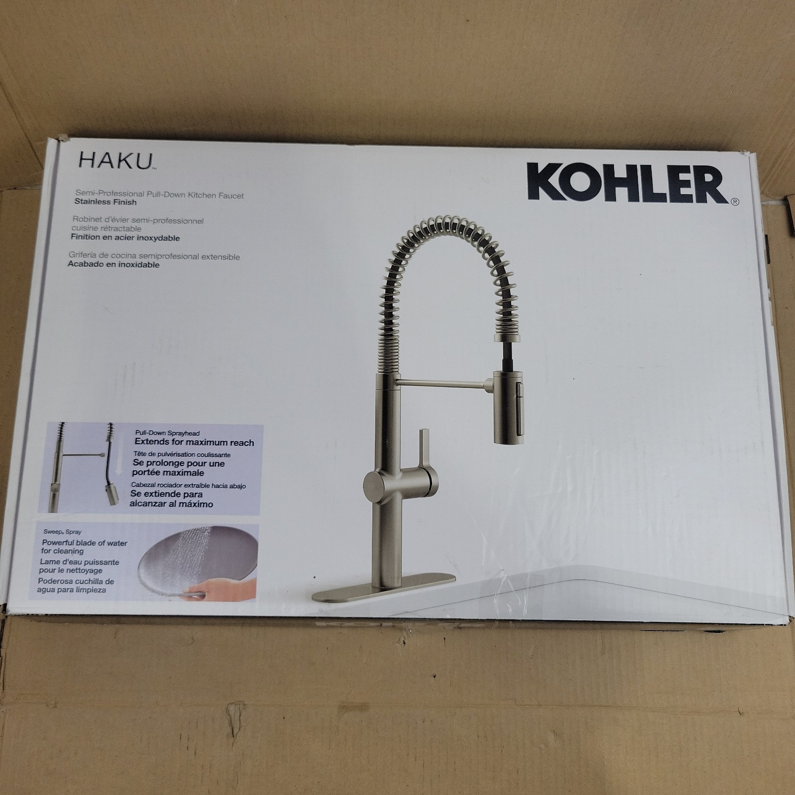 Kohler Haku Pull-Down Kitchen Faucet - Stainless Finish - R38475