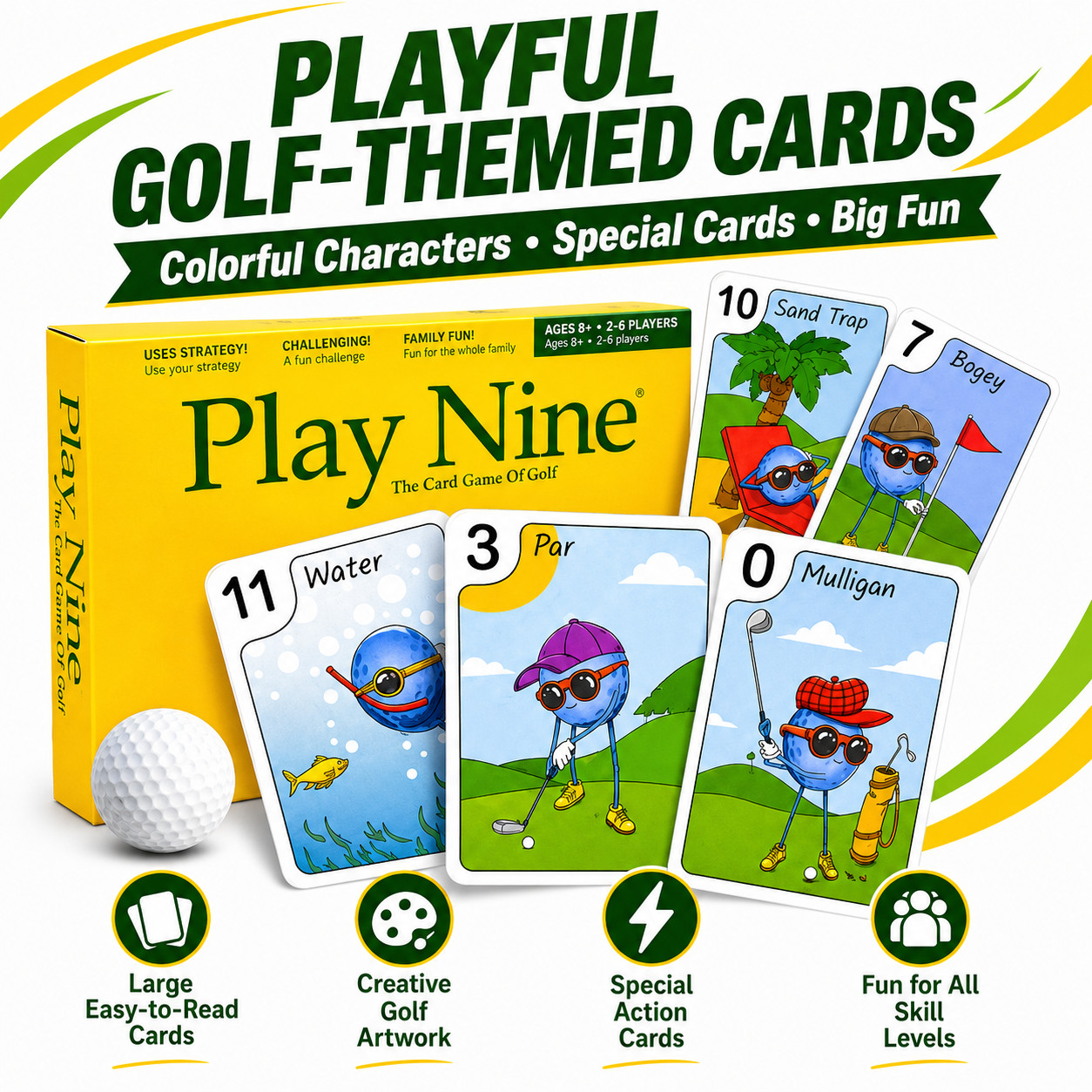 Play Nine Golf Card Game Family Party Fun Strategy Game Kids Adults Ages 8+ 2-6