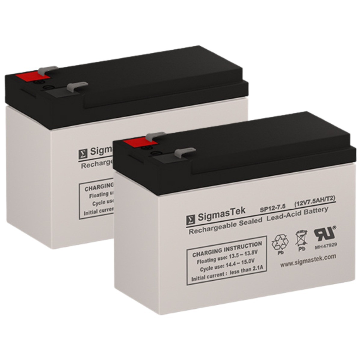 SigmasTek Battery Set of 2 for CyberPower RB1270A SLA AGM Rechargeable 12V 7.5Ah