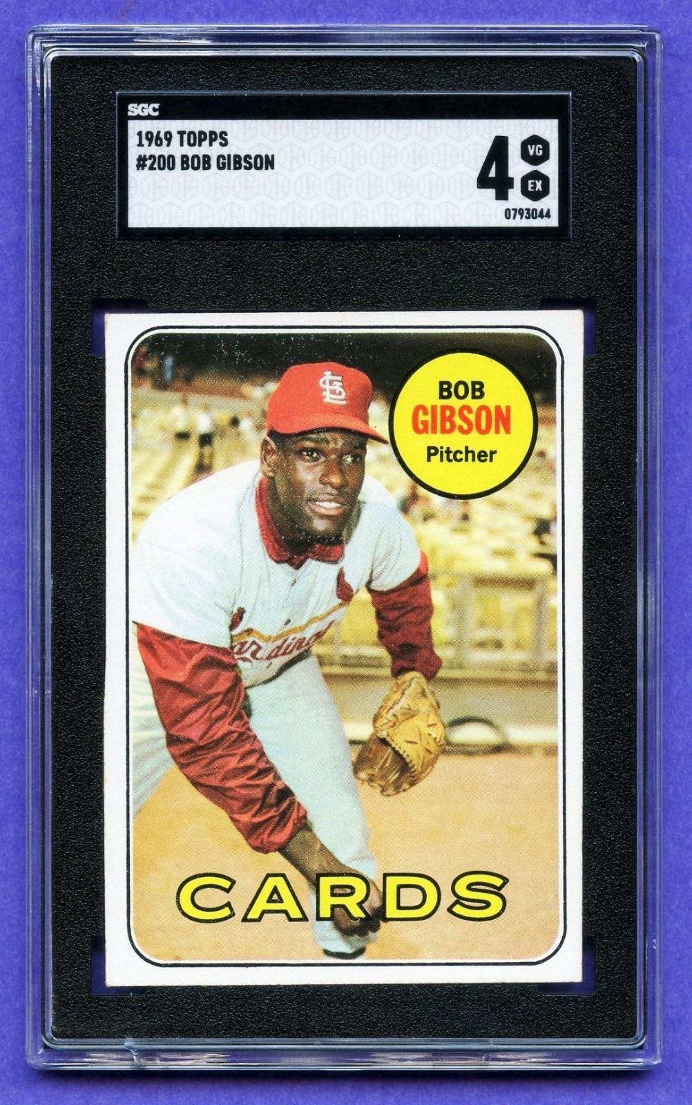 1969 Topps Bob Gibson #200 Cardinals Graded SGC VG-EX 4
