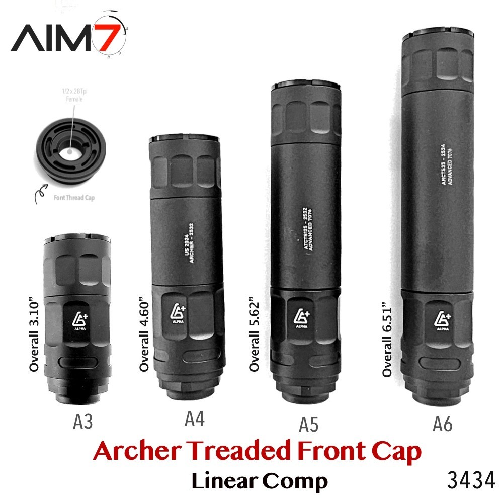 AIM7 ARCHER Linear Compensator Muzzle Brake 223 30CAL 9mm 40, 22LR 1/2x28 5/8x24