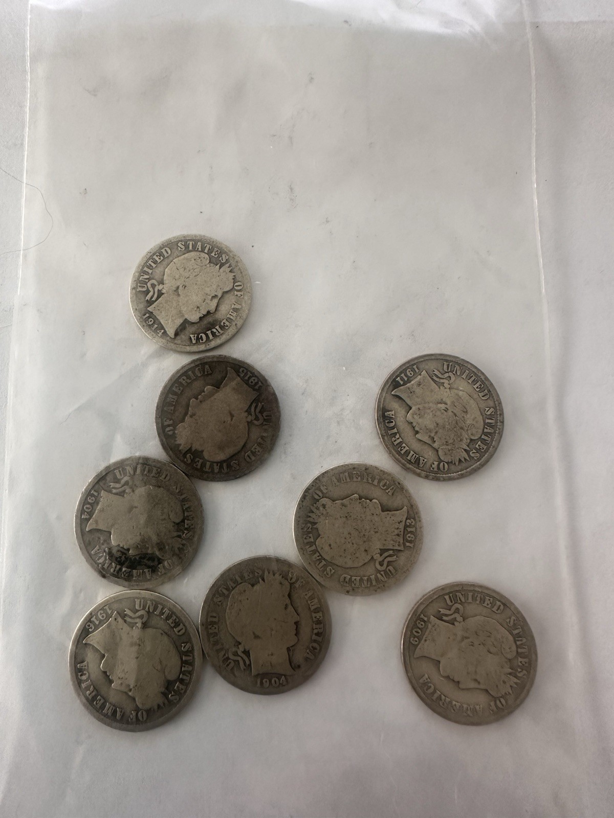 Barber Dime Mixed Lot 10C Silver 0.900 lot of 8