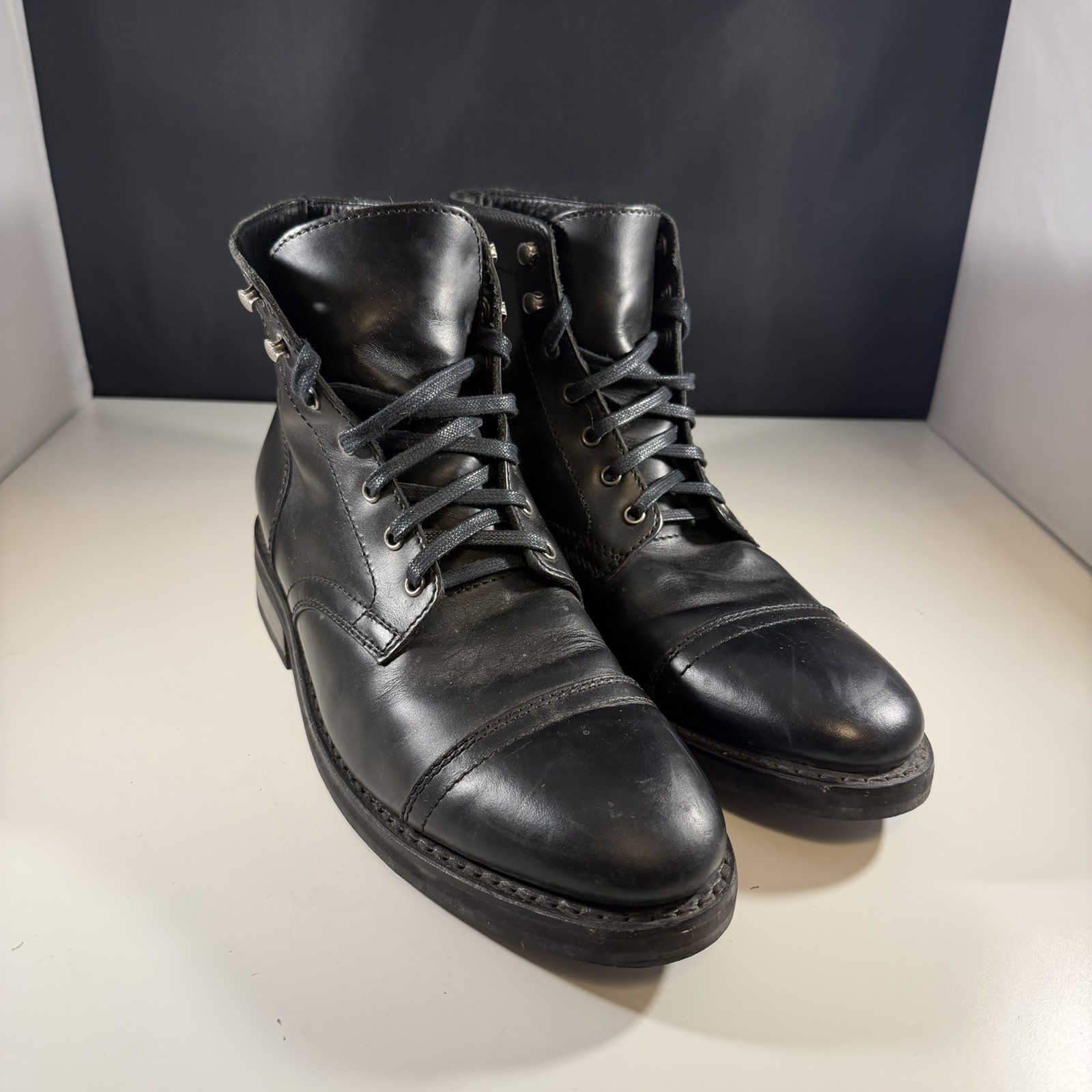 Thursday Boot Company Mens Black Leather Captain Lace Up Boots- Size 10 Thursday Boot Company Mens Black Leather Captain Lace Up Boots- Size 10