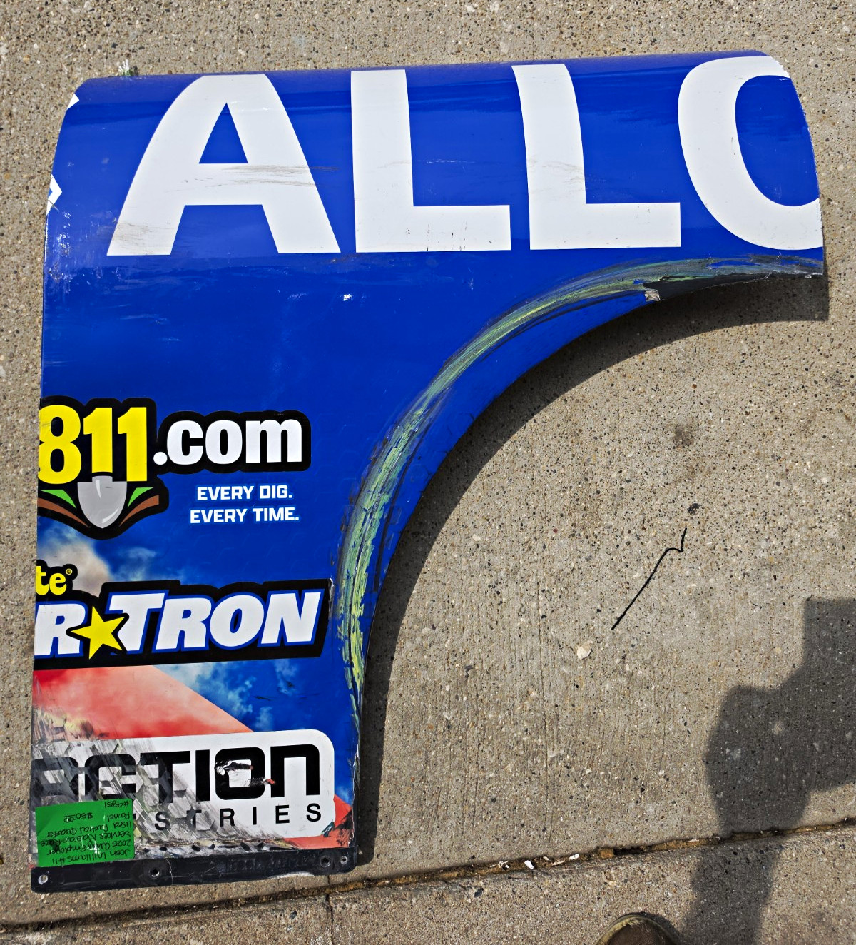 Josh Williams #11 Race Used Quarter Panel Piece 2023 Auto Club Speedway