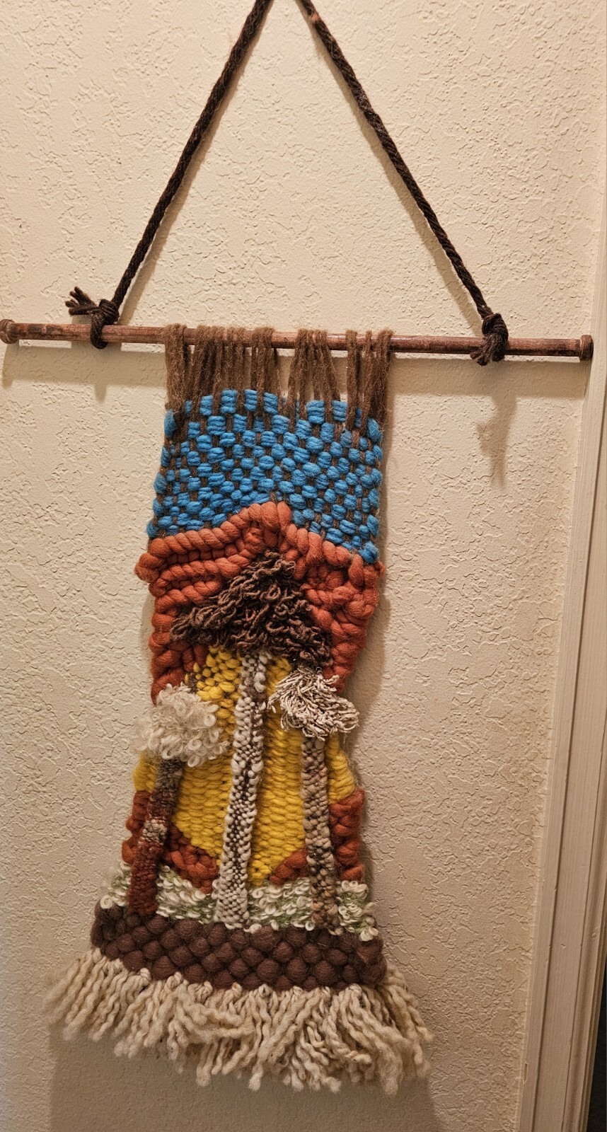 vintage handmade original creation boho wool yarn woven hanging wall art Rebecca vintage handmade original creation boho wool yarn woven hanging wall art Rebecca