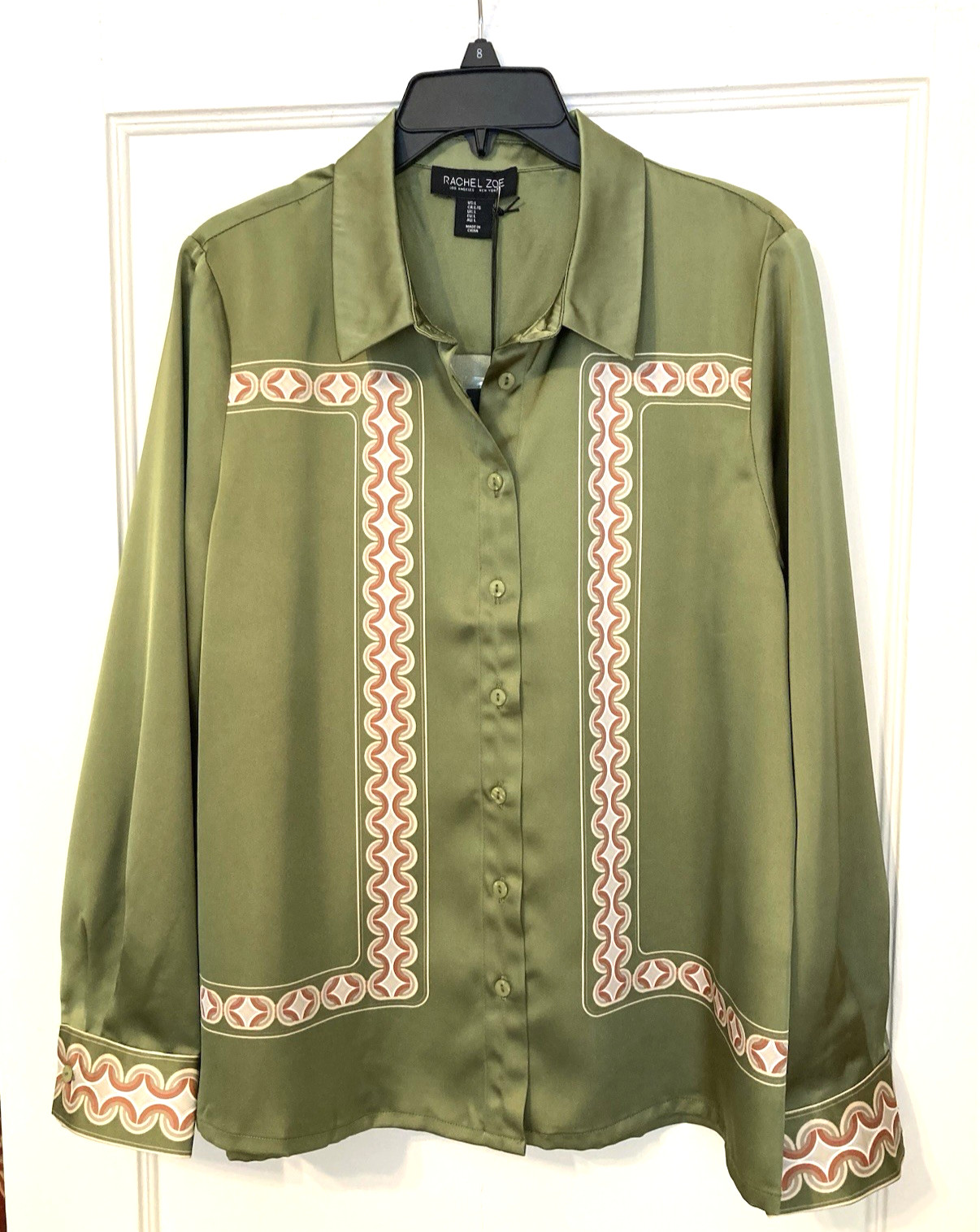 Rachel Zoe Size L Olive Green Career Blouse Long Sleeve Tunic Top Rachel Zoe Size L Olive Green Career Blouse Long Sleeve Tunic Top