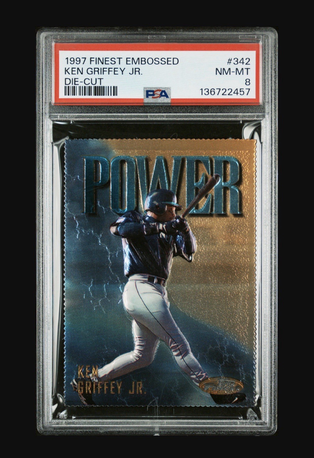 1997 Finest Embossed Gold Ken Griffey JR. Die Cut RARE SP PSA 8