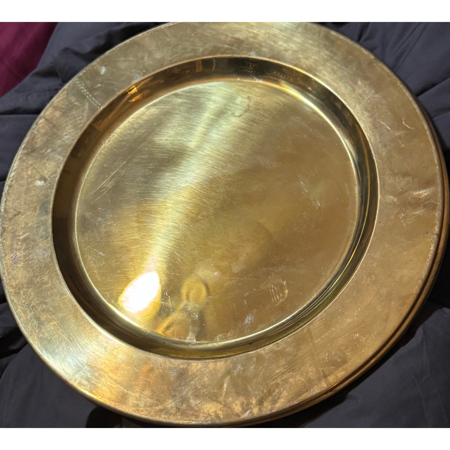 Vintage Seiden Solid Brass Charger Set of 4 Plates Hong Kong 12” Table Decor