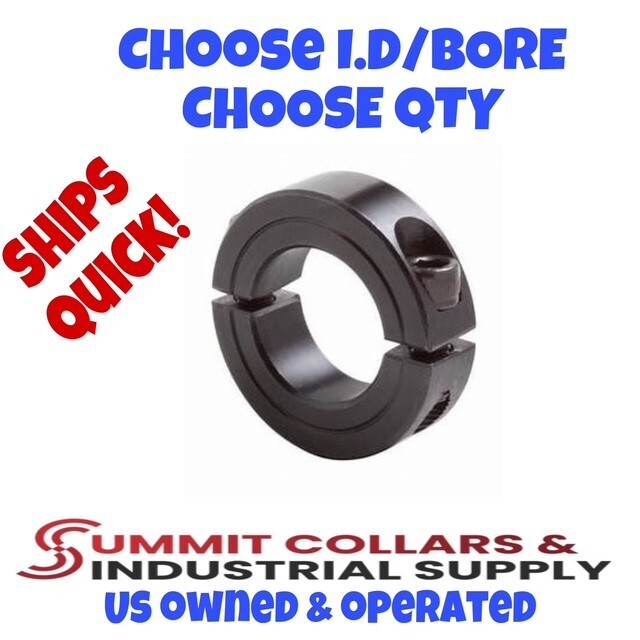 3/16” to 3-1/2” ID Double Split Shaft Collar BLACK OXIDE -You Choose