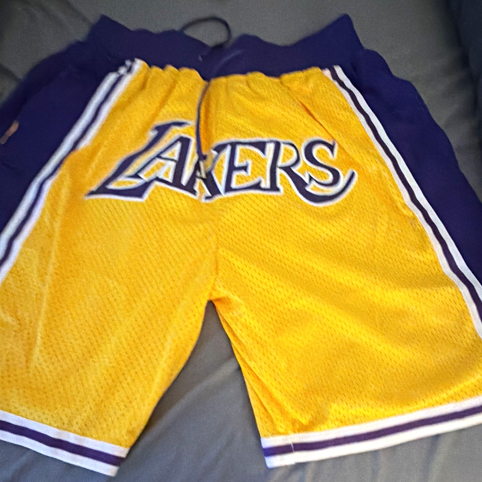 Just Don Los Angeles Lakers 1996-97 Yellow/Purple Basketball Shorts Size XL