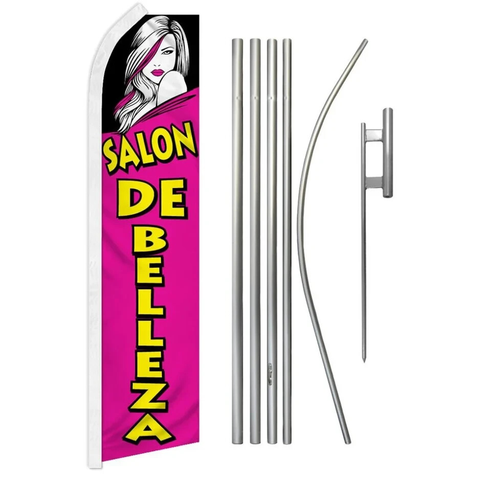 Salon De Belleza Swooper Flutter Feather Advertising Beauty Flag & Pole Kit