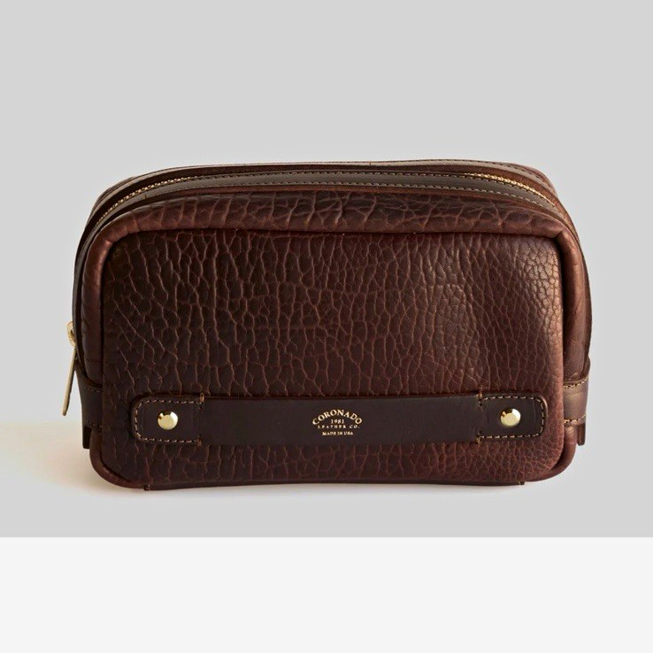 AVAILABLE NOWHERE BNWT CORONADO LEATHER SHRUNKEN AMER BISON TRAVEL/DOPP KIT