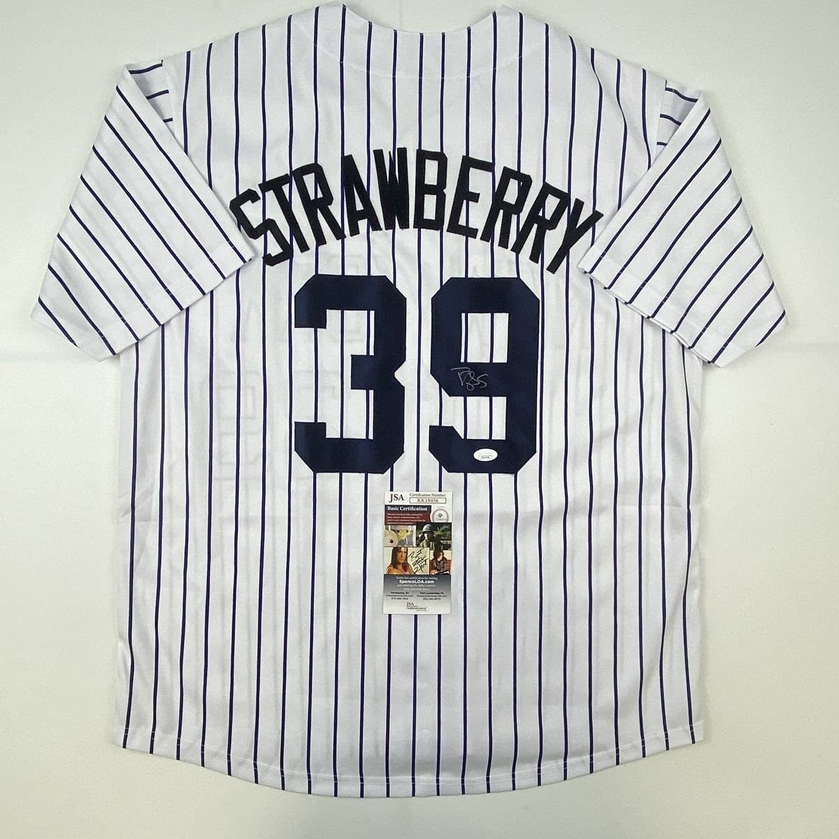 Autographed/Signed Darryl Strawberry New York Pinstripe Jersey JSA COA