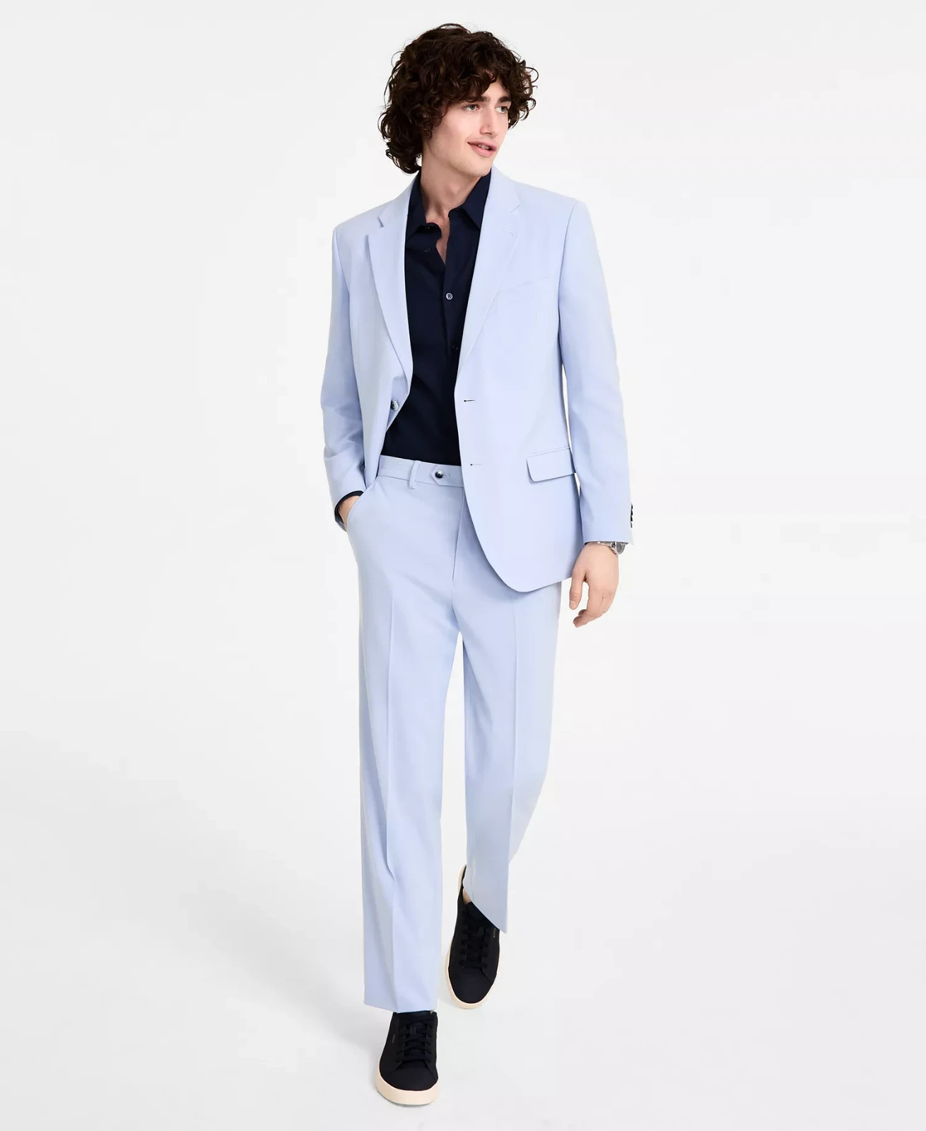 $395 Nautica Men\'s Light Blue Modern Fit Bi Stretch Suit 42 L 36 x 29 zse1826b