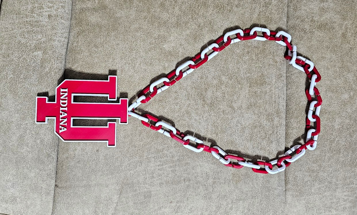 Indiana University IU Logo Hype Chain w/ Red & White Chain, College Theme