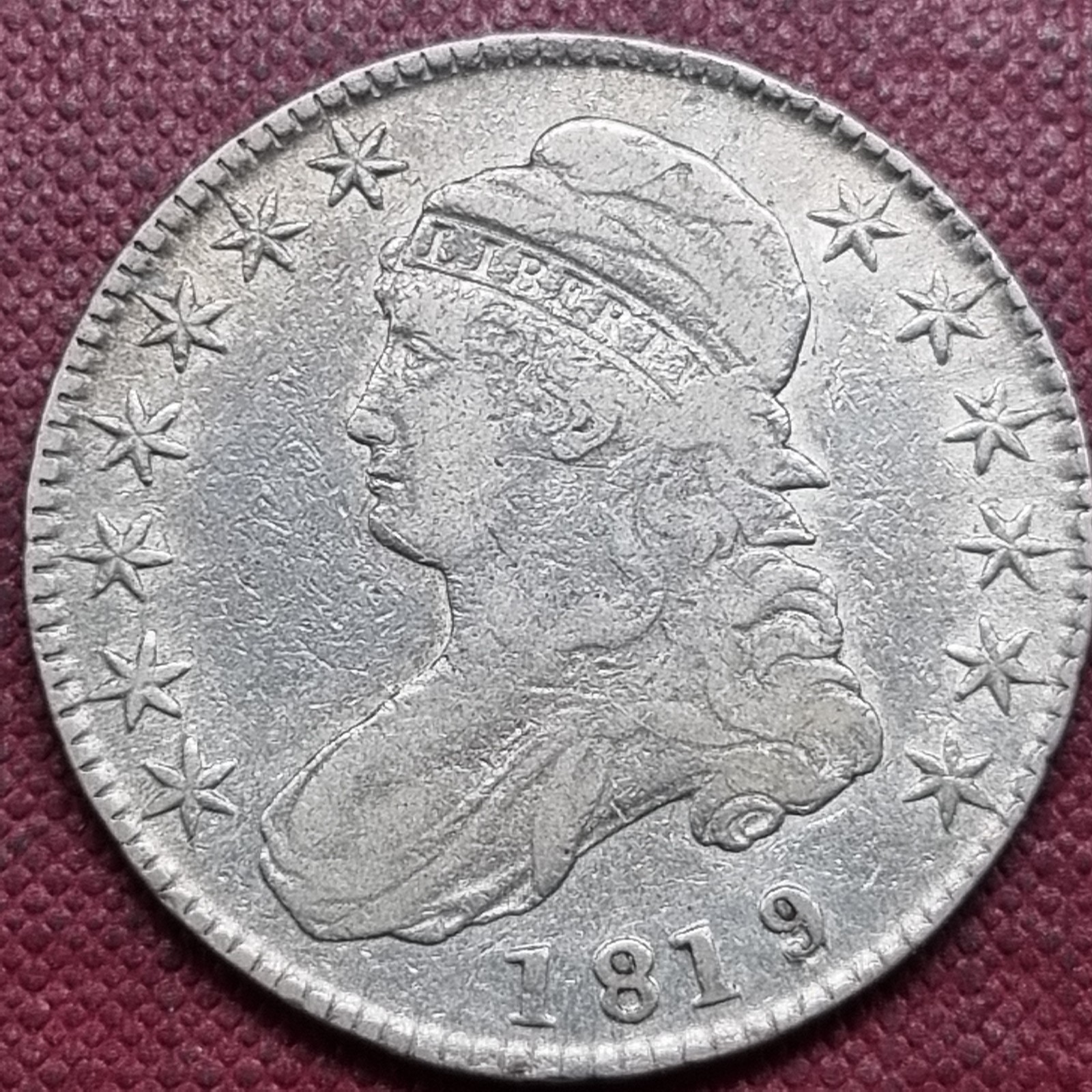 1819/8 Capped Bust Half Dollar 50c 1819 over 8 Nicely Circulated #93387
