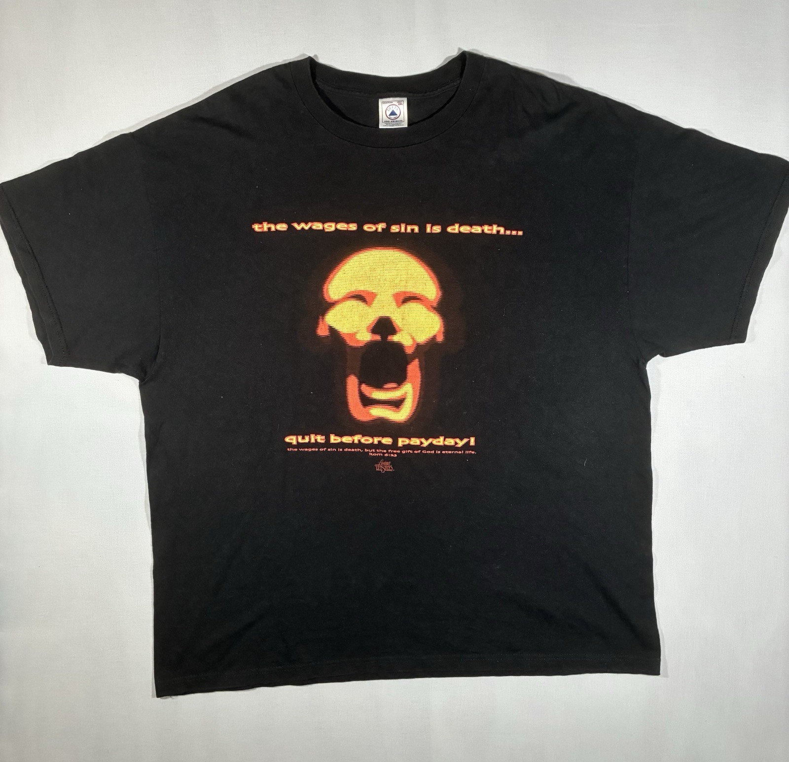 90’s Vintage RARE Living Epistles “Wages Of Sin Is Death” Size 2XL Jesus Tee