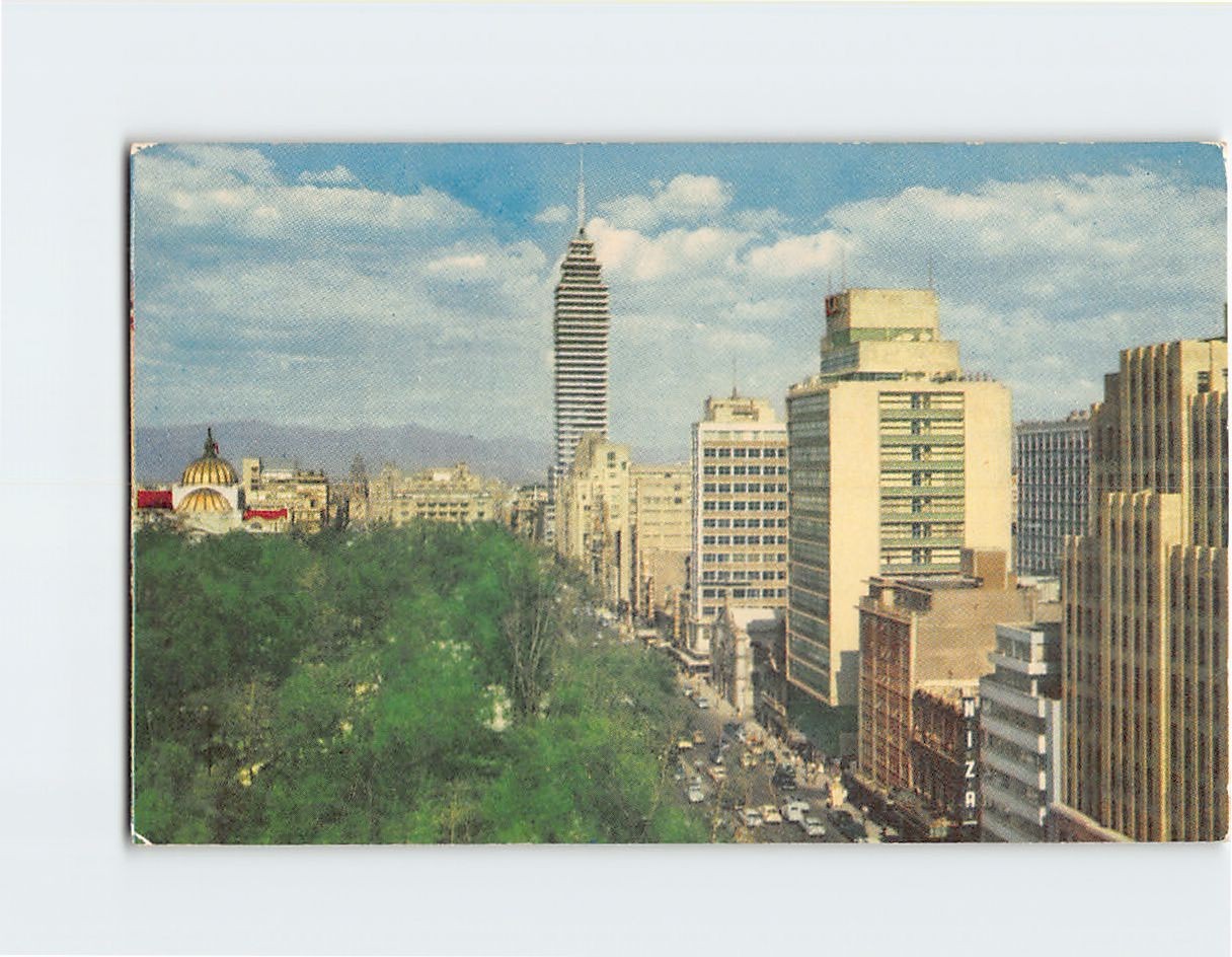 Postcard View of Mexico City looking down Juárez Ave. Mexico City Mexico