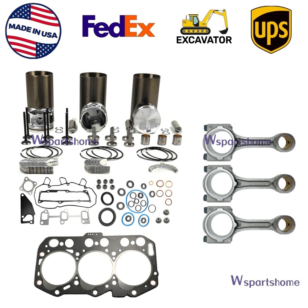 3TNV80 Overhaul Rebuild Kit+Rod for Yanmar 3TNV80F-SSNS 3TNV80F-SDKTF Engine
