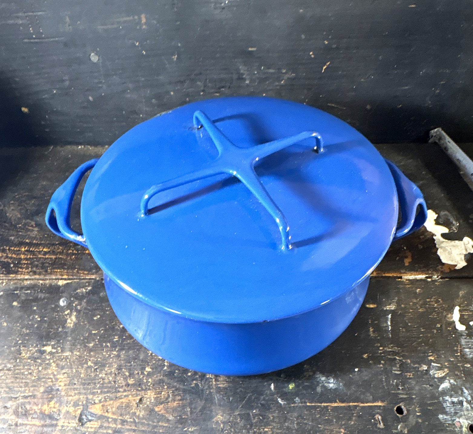 Vintage Dansk Kobenstyle Blue 4 Qt Enamel Casserole Pot Lid France IHQ MCM 8.5\