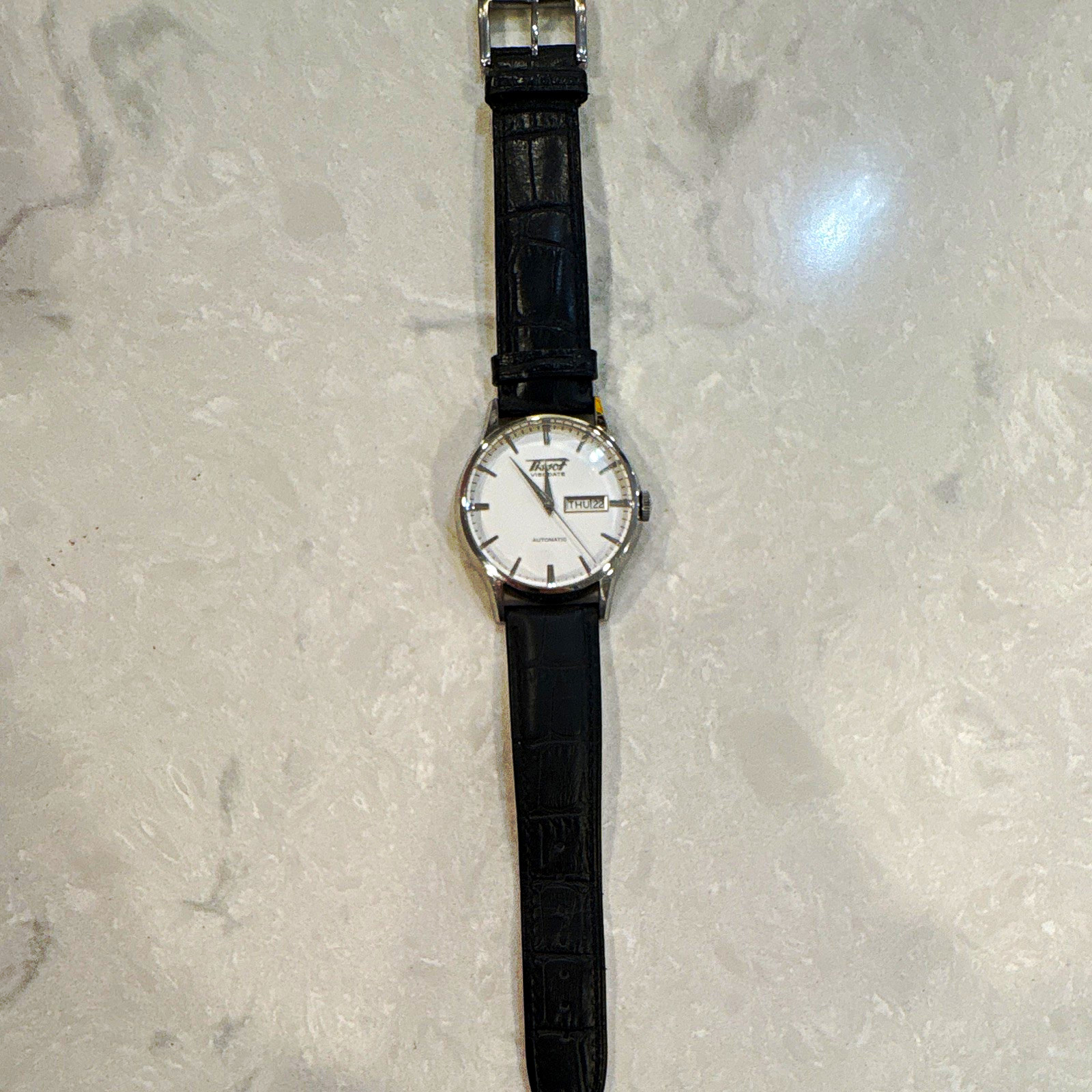 Tissot Automatic Men’s Day/Date White Dial 40mm Silver Case Black Leather Tissot Automatic Men’s Day/Date White Dial 40mm Silver Case Black Leather