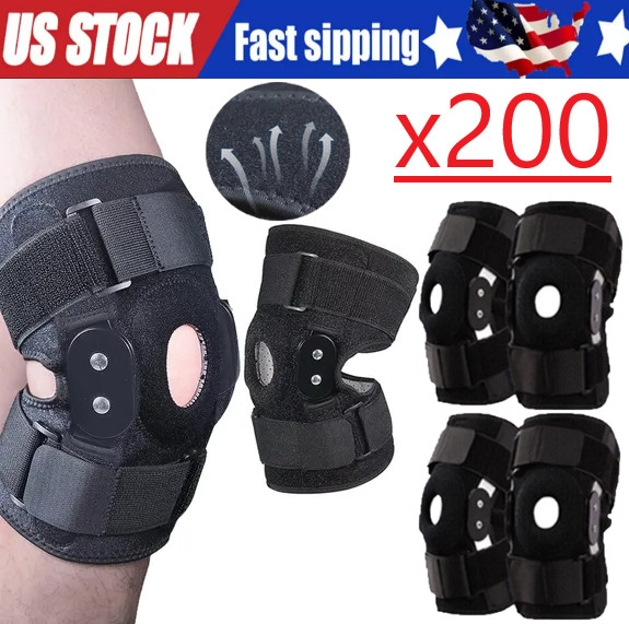 Hinged Knee Brace Compression Sleeve Joint Support Open Patella Stabilizer Wrap Hinged Knee Brace Compression Sleeve Joint Support Open Patella Stabilizer Wrap