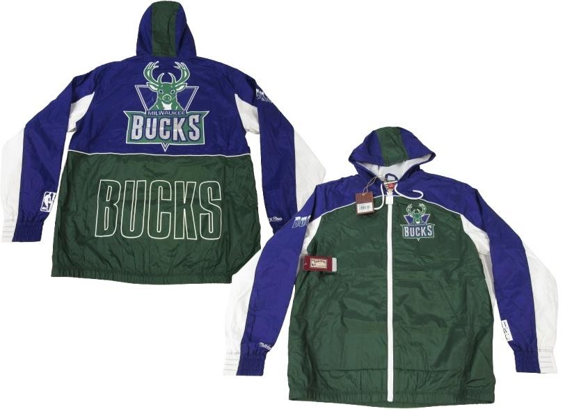 New Milwaukee Bucks Mens Mitchell & Ness Full Zip Big Shot Vintage Jacket $135
