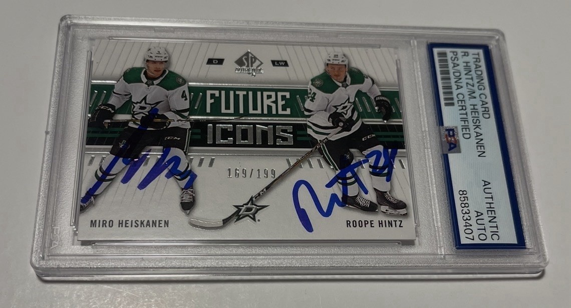 Roope Hintz Miro Heiskanen Signed Card Slabbed PSA DNA Auto Stars Future Icons a