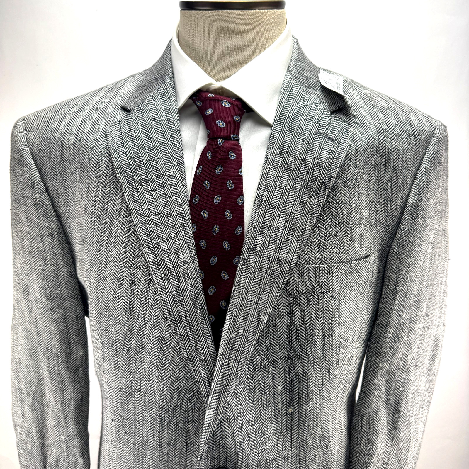NWT Jos A Bank Tropical Blend Linen Silk Sport Coat Blazer 44L Herringbone $450 NWT Jos A Bank Tropical Blend Linen Silk Sport Coat Blazer 44L Herringbone $450