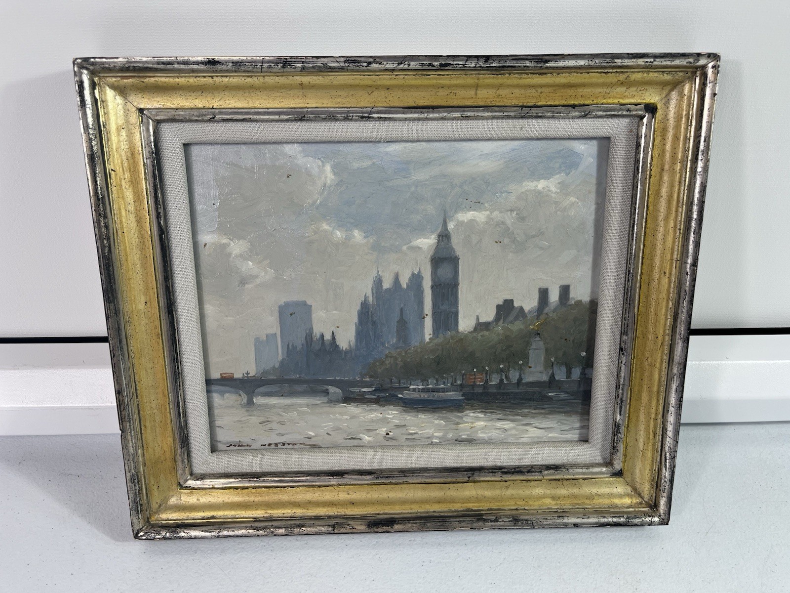 VTG English Oil Painting On Board Signed by John Webster Silver Frame 12” x 10 VTG English Oil Painting On Board Signed by John Webster Silver Frame 12” x 10