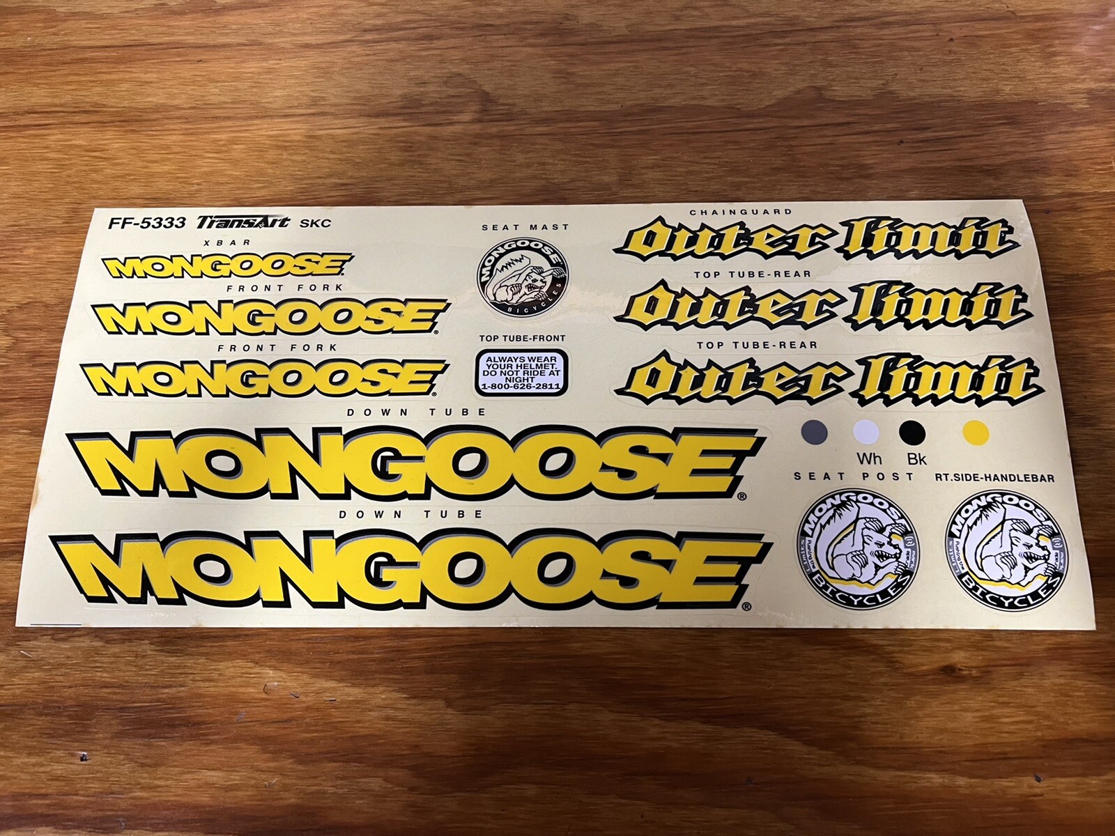 OLD MID SCHOOL MONGOOSE OUTER LIMIT COMPLETE STICKER DECAL SET BMX BIKE NOS