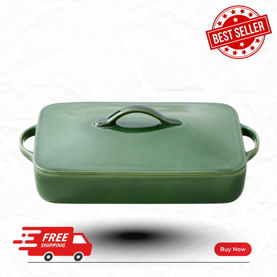 [FASH SALE] Williams Sonoma Essential Rectangular Baker 3.75 Qt Covered Green