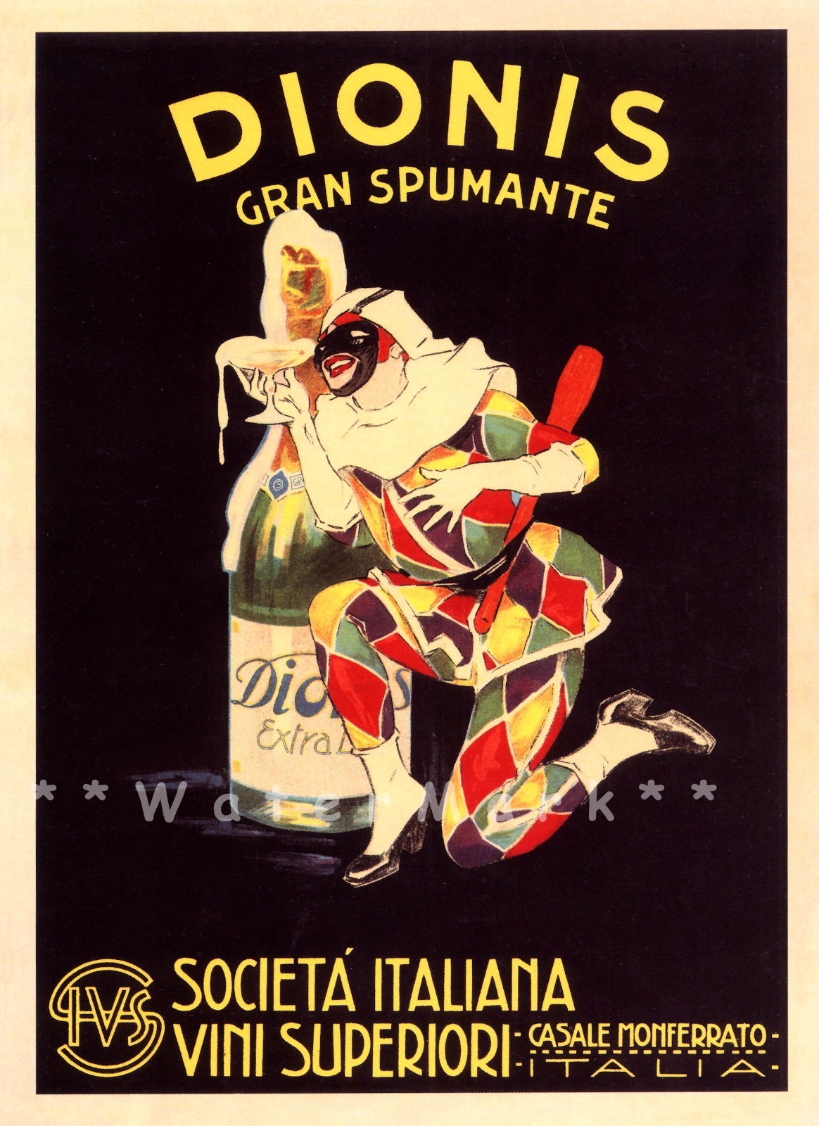 Dionis Gran Spumante 1925 Vintage Poster Print Italian Drinks Wine Décor Art