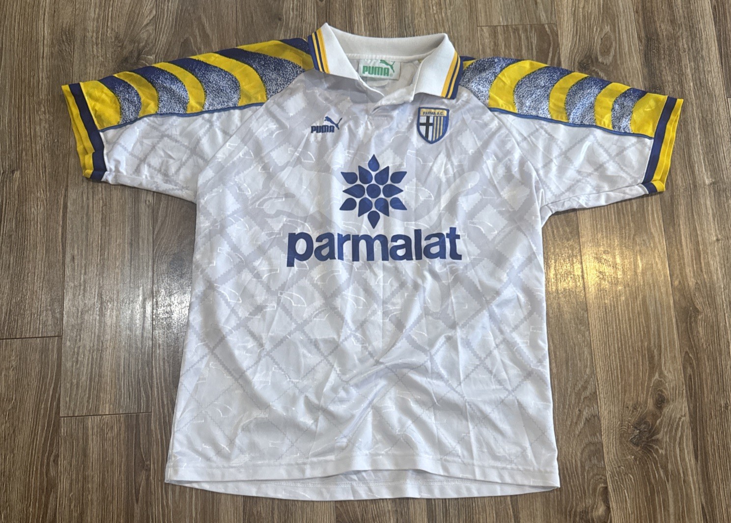 Vtg 1995/97 Parma AC Puma Home Kit Soccer Jersey Football Sportswear Size Large