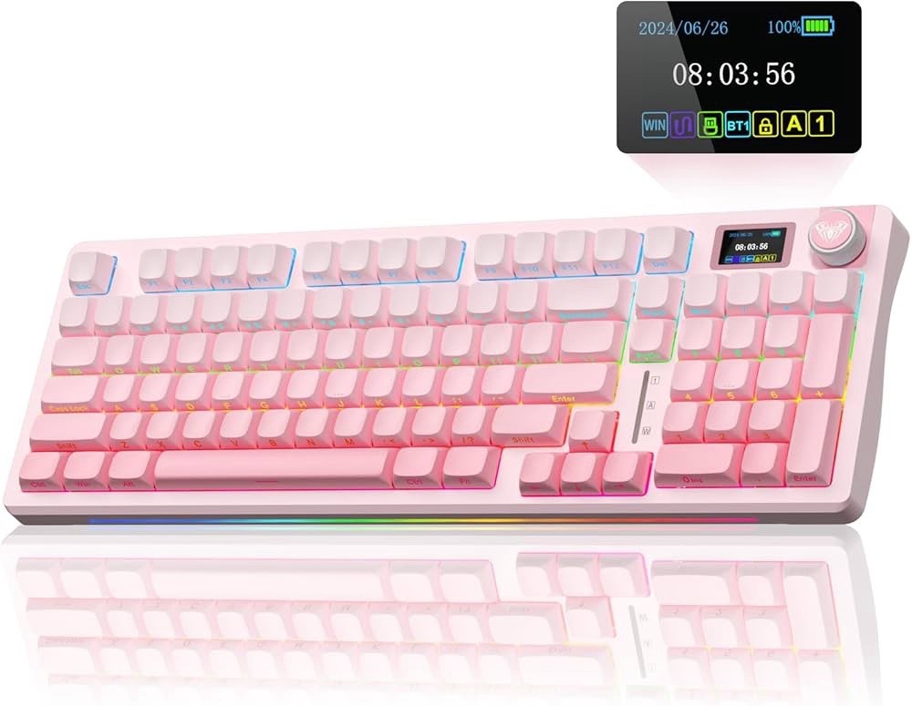 AULA S98 Pro Wireless Mechanical Keyboard with Screen & Knob,2.4GHz/USB-C