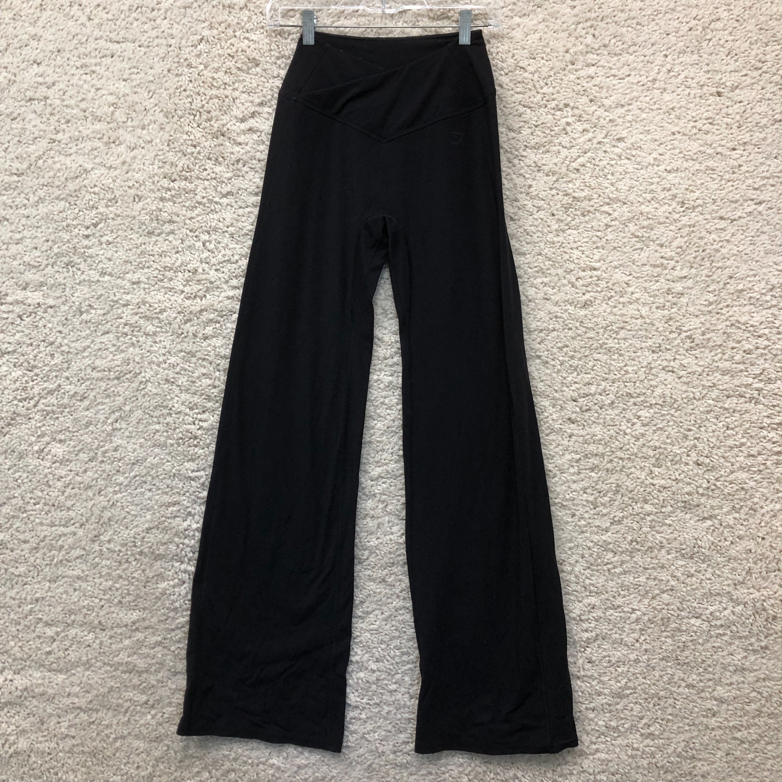 Gymshark Leggings Small Adult Black Crossover Regular Flared High Rise Womens S
