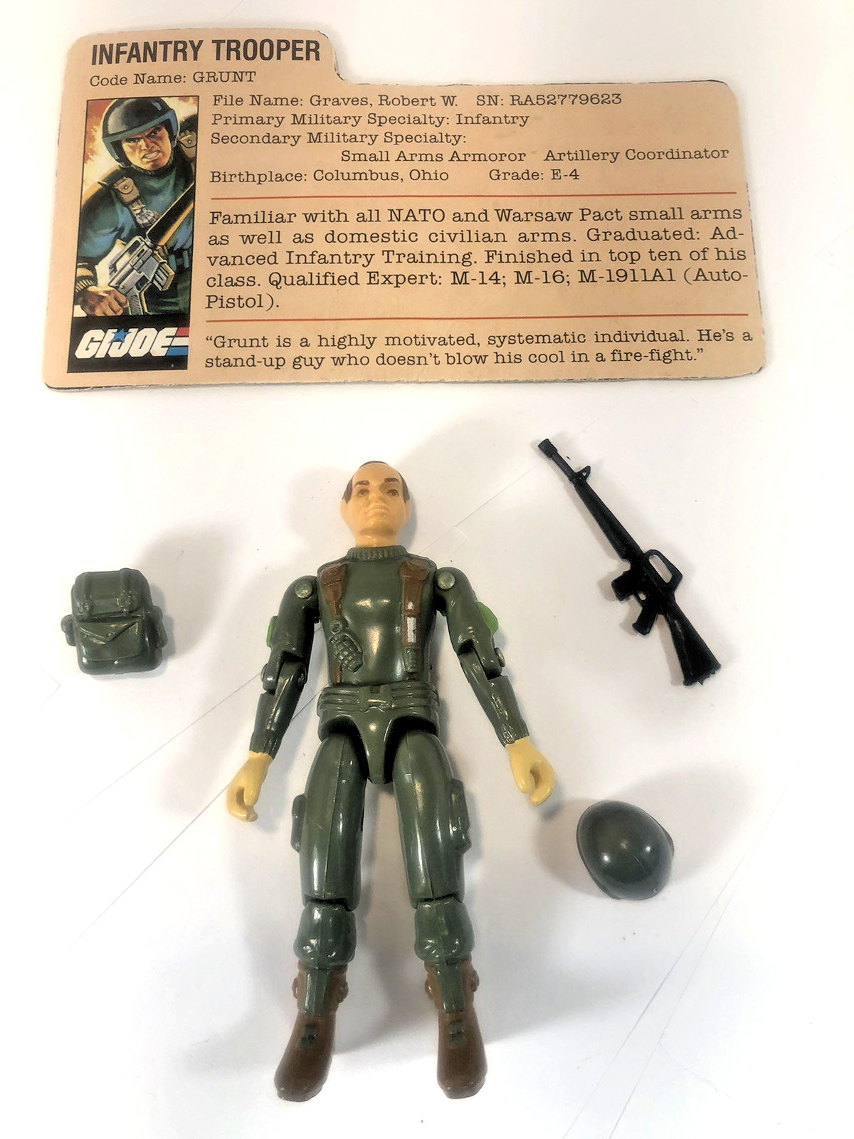 VINTAGE GI JOE ARAH STRAIGHT ARM GRUNT COMPLETE WITH CARD HASBRO