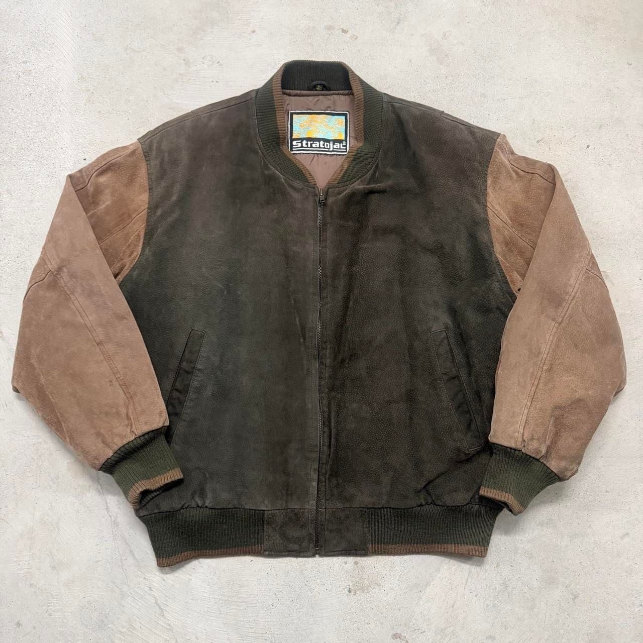 Vintage Stratojac Two-Tone Suede Leather Bomber Jacket XL