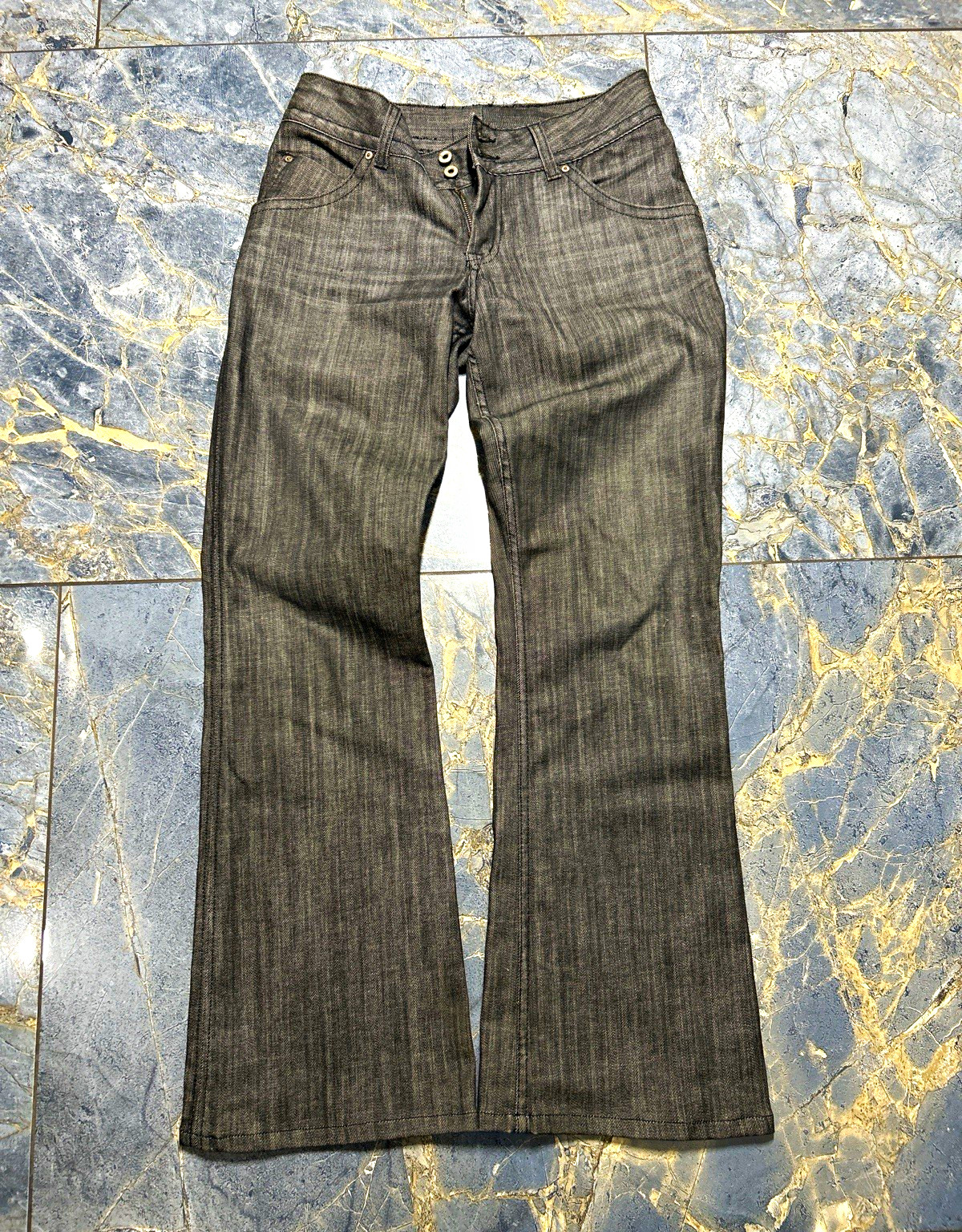 Hudson Women’s Gray Dark Wash Denim Bootcut Low Rise 5-Pocket Zip Jeans