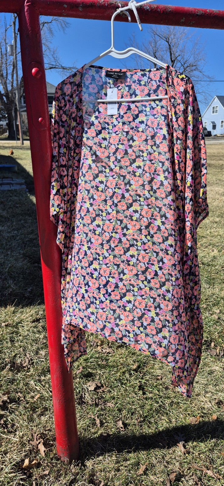 Lane Bryant One Size Floral Kimono Cardigan Chiffon Duster Swim Coverup NWT