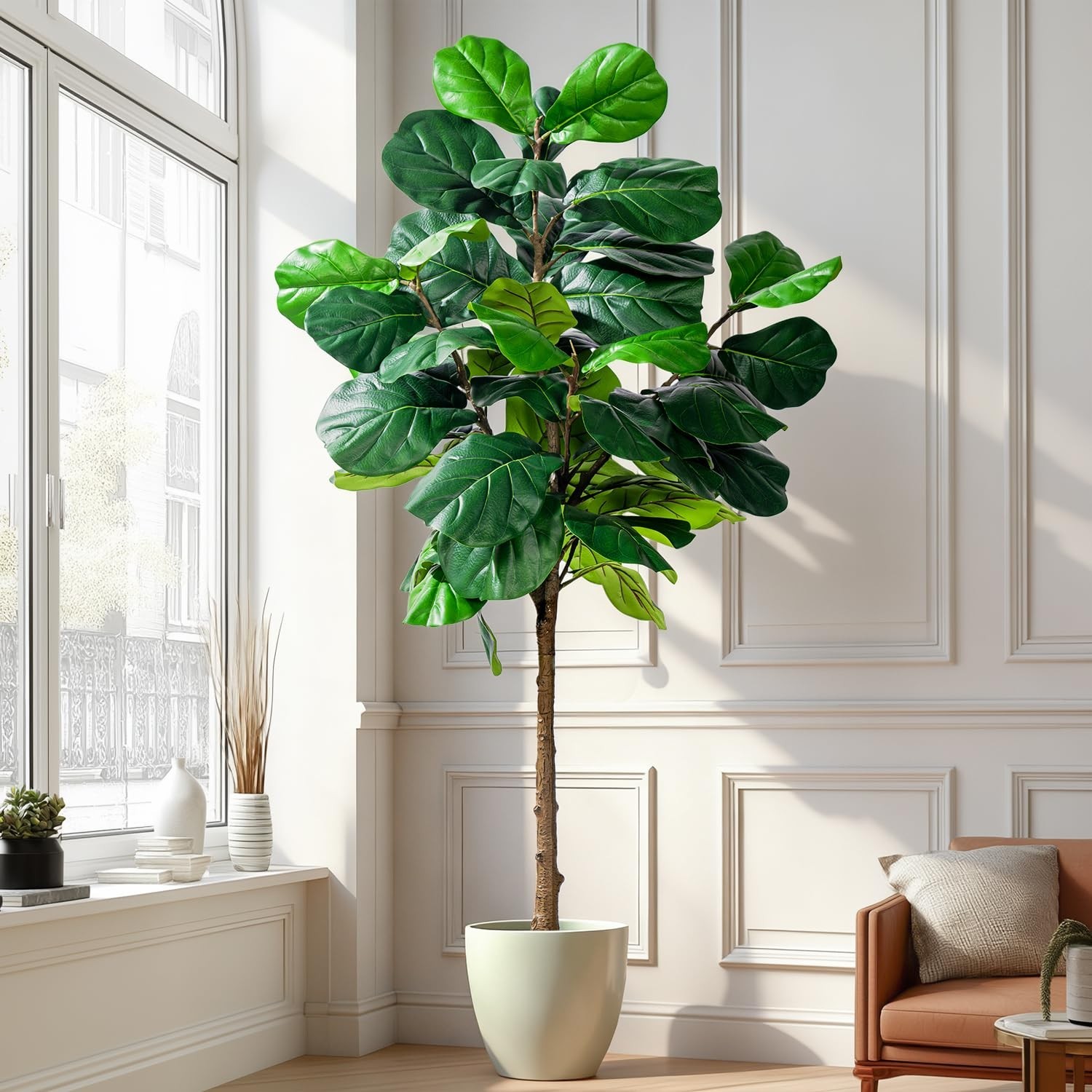 Artificial Fiddle Leaf Tree-6ft Faux Plant Fake Ficus Lyrata Tree Artificial ... Artificial Fiddle Leaf Tree-6ft Faux Plant Fake Ficus Lyrata Tree Artificial ...