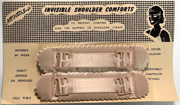 1940s Invisible Shoulder Comforts on Original Display Card - Cellophane Wrap