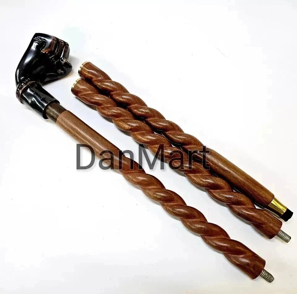 Vintage Wooden Walking Stick Victorian Brass Cane Unique Style Antique gift Head
